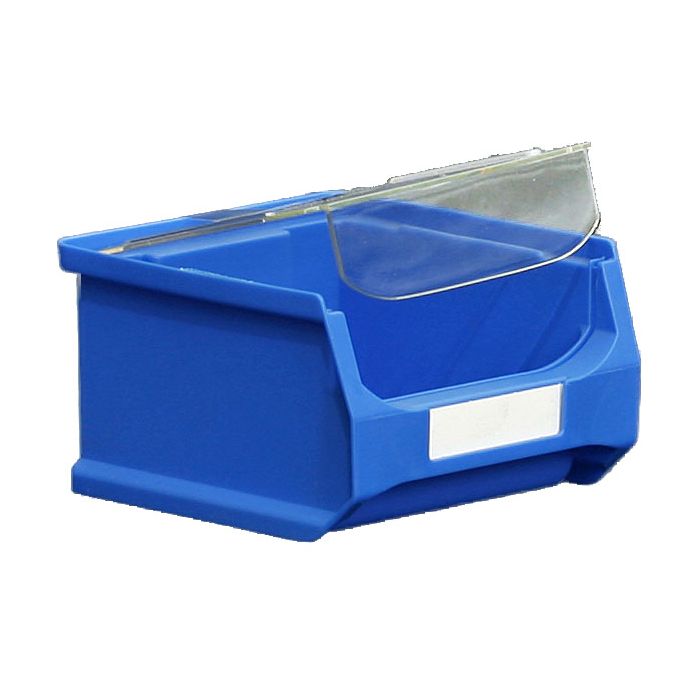 Durchsichtige Abdeckung auf einer blauen Sichtlagerbox 1.0