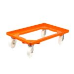 Kunststoff Transportroller Offen - Orange - mit Kunststoffräder, 2 Lenkrollen und 2 Bremsrollen - Palette
