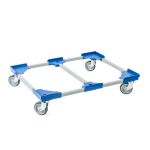 Transportroller VARIABLE - 800x600 - 1x unterteilt - Gummiräder 4 Lenkrollen Blau - Palette