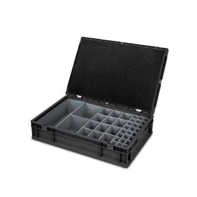 Scharnierdeckel 400 x 300 für Eurobox NextGen 2.0 Cycle - Anthrazit - mit Schaumstoff - ohne SB und NV