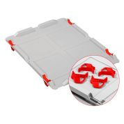Auflagedeckel Set Eurobox NextGen – 400 x 300, inkl. 4 rote Schiebeschnappverschlüsse