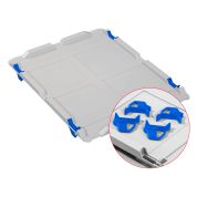 Auflagedeckel Set Eurobox NextGen – 400 x 300, inkl. 4 blaue Schiebeschnappverschlüsse