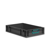 Eurobox NextGen 2.0 Cycle - Griffe geschlossen - Türkis - 600 x 400 x 120 mm  - Anthrazit - Einzel