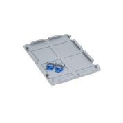 Scharnierdeckel Set Eurobox NextGen – 400 x 300, inkl. 2 blaue Schiebeschnappverschlüsse