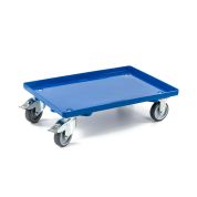 Kunststoff Transportroller Geschlossen - Blau - mit Gummiräder, 2 Lenkrollen und 2 Bremsrollen - Einzel