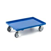 Kunststoff Transportroller Geschlossen - Blau - mit Gummiräder, 2 Lenkrollen und 2 Bockrollen - Karton