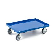 Kunststoff Transportroller Geschlossen - Blau - mit Gummiräder, 2 Lenkrollen und 2 Bockrollen - Einzel
