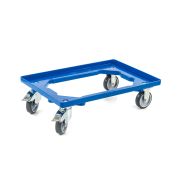 Kunststoff Transportroller Offen - Blau - mit Gummiräder, 2 Lenkrollen und 2 Bremsrollen - Einzel