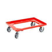 Kunststoff Transportroller Offen - Rot - mit Gummiräder, 2 Lenkrollen und 2 Bockrollen - Einzel