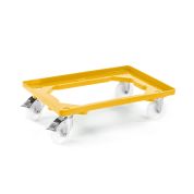 Kunststoff Transportroller Offen - Gelb - mit Kunststoffräder, 2 Lenkrollen und 2 Bremsrollen - Palette