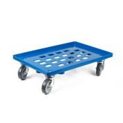 Kunststoff Transportroller Raster - Blau - mit Gummiräder, 4 Lenkrollen - Palette