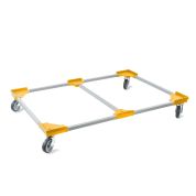 Transportroller VARIABLE - 1200x800 - 1x unterteilt - Gummiräder 4 Lenkrollen Gelb - Palette