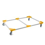 Transportroller VARIABLE - 1200x800 - 1x unterteilt - Gummiräder 4 Lenkrollen Gelb - Karton