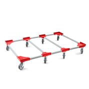 Transportroller VARIABLE - 1200x800 - 2x unterteilt - Gummiräder 8 Lenkrollen Rot - Einzel