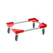 Transportroller VARIABLE - 600x400 - Gummiräder 4 Lenkrollen Rot - Karton