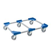 Transportroller VARIABLE - 800x600 - 1x unterteilt - Gummiräder 6 Lenkrollen Blau - Einzel