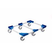 Transportroller VARIABLE - 800x600 - 1x unterteilt - Gummiräder 6 Lenkrollen Blau - Karton