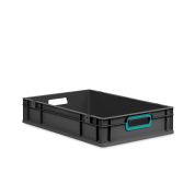 Eurobox NextGen 2.0 Cycle - Griffe offen - Türkis - 600 x 400 x 120 mm  - Anthrazit - Einzel