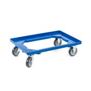 Kunststoff Transportroller Offen - Blau - mit Gummiräder, 2 Lenkrollen und 2 Bockrollen - Palette
