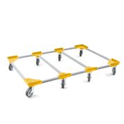 Transportroller VARIABLE - 1200x800 - 2x unterteilt - Gummiräder 8 Lenkrollen Gelb - Palette