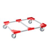 Transportroller VARIABLE - 800x600 - 1x unterteilt - Gummiräder 4 Lenkrollen Rot - Palette