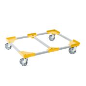Transportroller VARIABLE - 800x600 - 1x unterteilt - Gummiräder 4 Lenkrollen Gelb - Palette