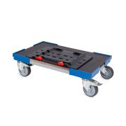 Transportroller metaBOX S - 400x300 - Gummiräder 2 Bremsrollen und 2 Lenkrollen - Blau - Gebinde-Karton