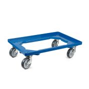 Kunststoff Transportroller Offen - Blau - mit Gummiräder, 4 Lenkrollen  - Palette