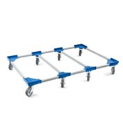 Transportroller VARIABLE - 1200x800 - 2x unterteilt - Gummiräder 8 Lenkrollen Blau - Palette