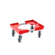 Transportroller VARIABLE - 400x300 - Gummiräder 4 Lenkrollen Rot - Palette