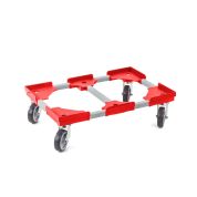 Transportroller VARIABLE - 600x400 - 1x unterteilt - Gummiräder 4 Lenkrollen Rot - Palette