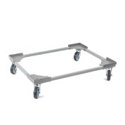 Transportroller VARIABLE - 800x600 - Gummiräder 4 Lenkrollen Grau - Palette