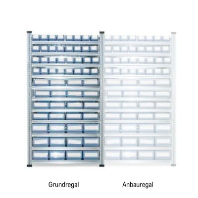 Grundregal Tiefe 500 mit 11 Fachböden für Regalkästen 400/500 - SN / BN 
