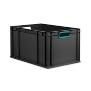 Eurobox NextGen 2.0 Cycle - Griffe offen - Türkis - 600 x 400 x 320 mm  - Anthrazit - Einzel