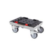 Transportroller metaBOX S - 400x300 - Gummiräder 2 Bremsrollen und 2 Lenkrollen - Grau - Gebinde-Karton