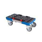 Transportroller metaBOX L - 500x300 - Gummiräder 2 Bremsrollen und 2 Lenkrollen - Blau - Karton