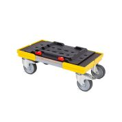 Transportroller metaBOX L - 500x300 - Gummiräder 2 Bremsrollen und 2 Lenkrollen - Gelb - Gebinde-Karton