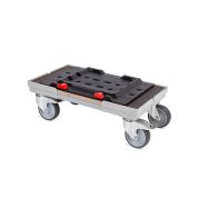 Transportroller metaBOX L - 500x300 - Gummiräder 2 Bremsrollen und 2 Lenkrollen - Grau - Gebinde-Karton