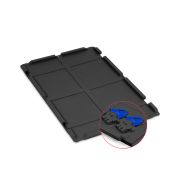 Scharnierdeckel Set 600 x 400 für Eurobox NextGen 2.0 Cycle - Anthrazit - inkl. 2 blaue Schiebeschnappverschlüsse