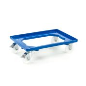 Kunststoff Transportroller Offen - Blau - mit Kunststoffräder, 2 Lenkrollen und 2 Bremsrollen - Karton