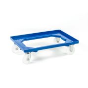 Kunststoff Transportroller Offen - Blau - mit Kunststoffräder, 2 Lenkrollen und 2 Bockrollen - Karton