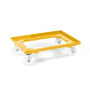 Kunststoff Transportroller Offen - Gelb - mit Kunststoffräder, 2 Lenkrollen und 2 Bockrollen - Karton