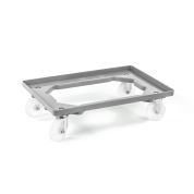 Kunststoff Transportroller Offen - Grau - mit Kunststoffräder, 2 Lenkrollen und 2 Bockrollen - Karton