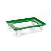 Kunststoff Transportroller Offen - Grün - mit Kunststoffräder, 2 Lenkrollen und 2 Bockrollen - Karton