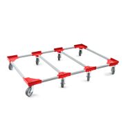 Transportroller VARIABLE - 1200x800 - 2x unterteilt - Gummiräder 8 Lenkrollen Rot - Karton