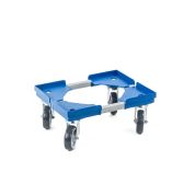 Transportroller VARIABLE - 400x300 - Gummiräder 4 Lenkrollen Blau - Karton