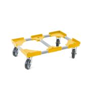 Transportroller VARIABLE - 600x400 - 1x unterteilt - Gummiräder 4 Lenkrollen Gelb - Karton