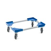 Transportroller VARIABLE - 600x400 - Gummiräder 4 Lenkrollen Blau - Karton
