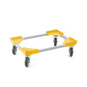 Transportroller VARIABLE - 600x400 - Gummiräder 4 Lenkrollen Gelb - Karton