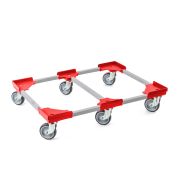 Transportroller VARIABLE - 800x600 - 1x unterteilt - Gummiräder 6 Lenkrollen Rot - Karton